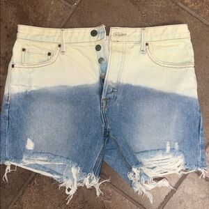 Grlfrnd Stylish yellow white ombré Denim Shorts